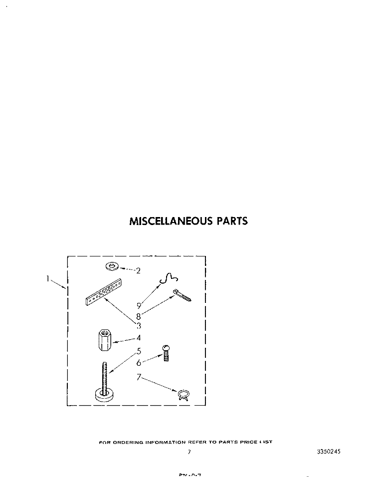 MISCELLANEOUS Diagram and Parts List for LA7780XSW1  Whirlpool Washer