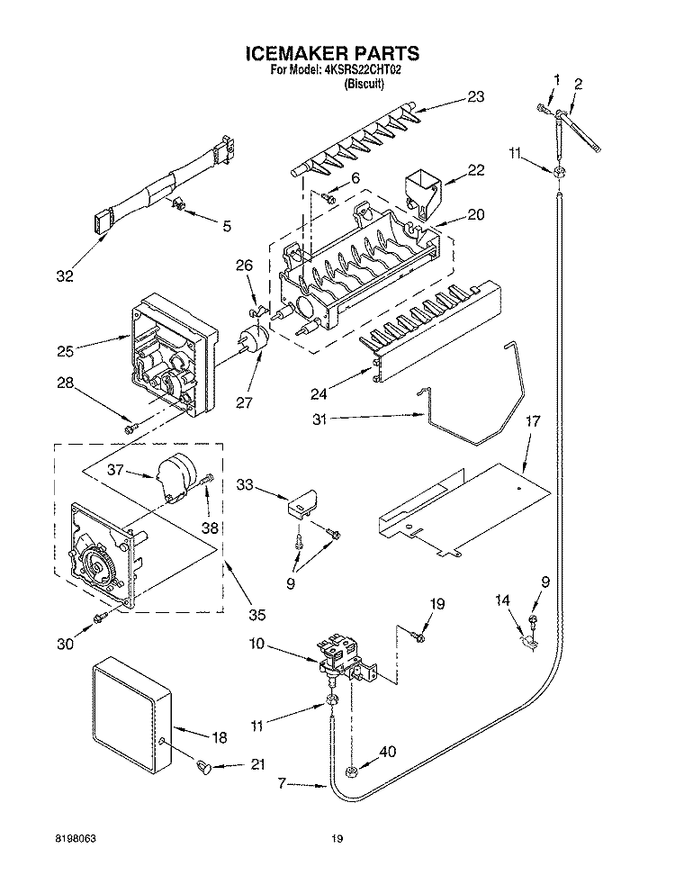 ICE MAKER, OPTIONAL Diagram and Parts List for 4KSRS22CHT02  KitchenAid Refrigerator