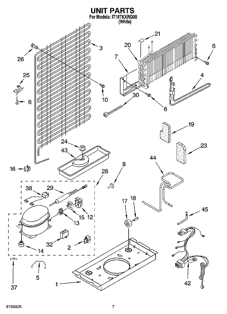 UNIT PARTS Diagram and Parts List for IT18TKXRQ00  Inglis Refrigerator