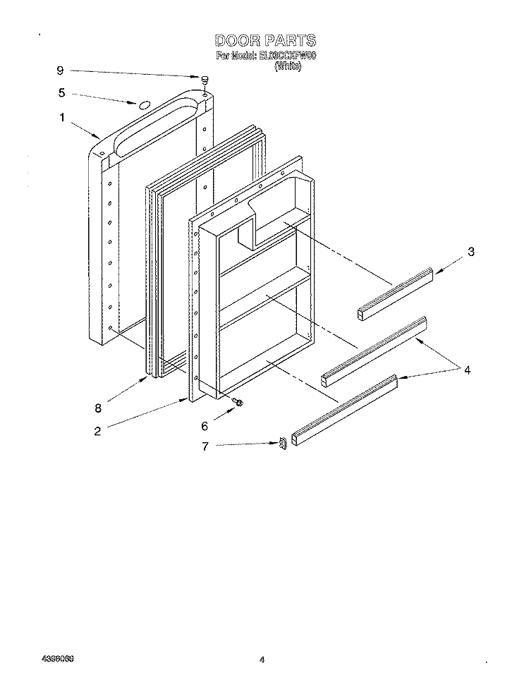 DOOR Diagram and Parts List for EL03CCXFW00  Whirlpool Refrigerator