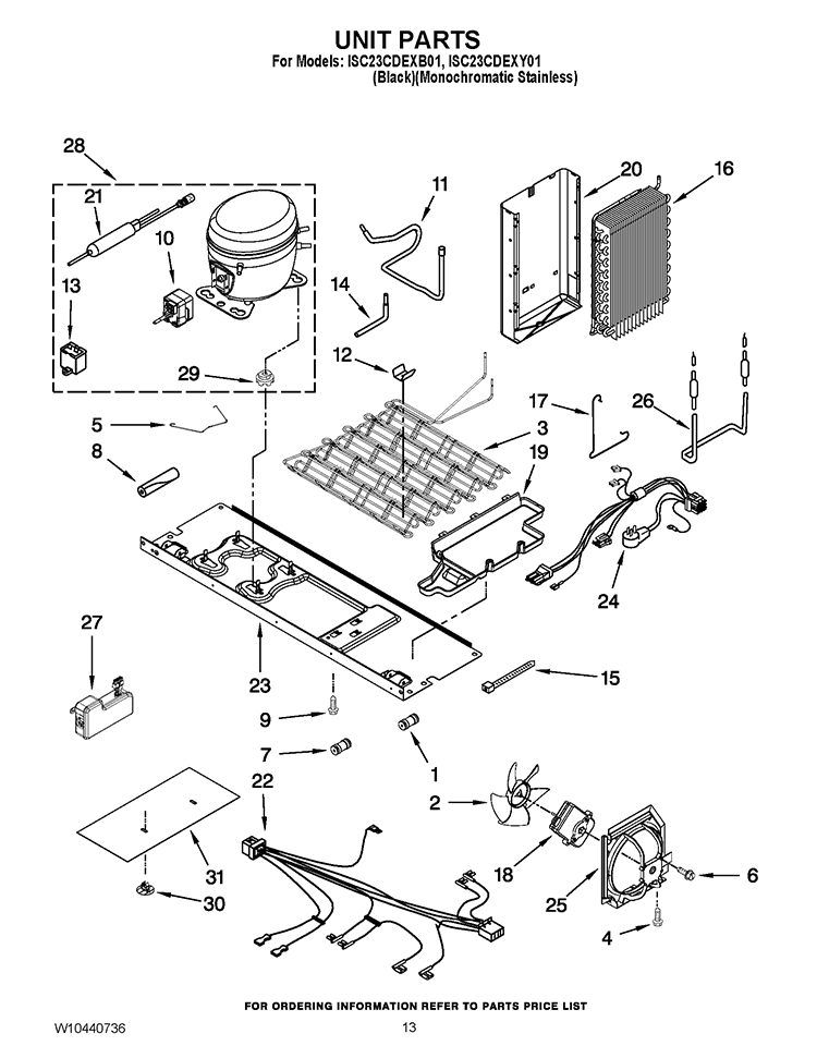 UNIT PARTS Diagram and Parts List for ISC23CDEXY01  Whirlpool Refrigerator