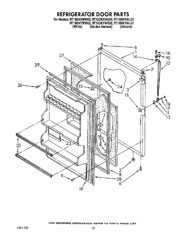REFRIGERATOR DOOR, LIT/OPTIONAL Diagram and Parts List for RT18DKXWW02  Roper Refrigerator