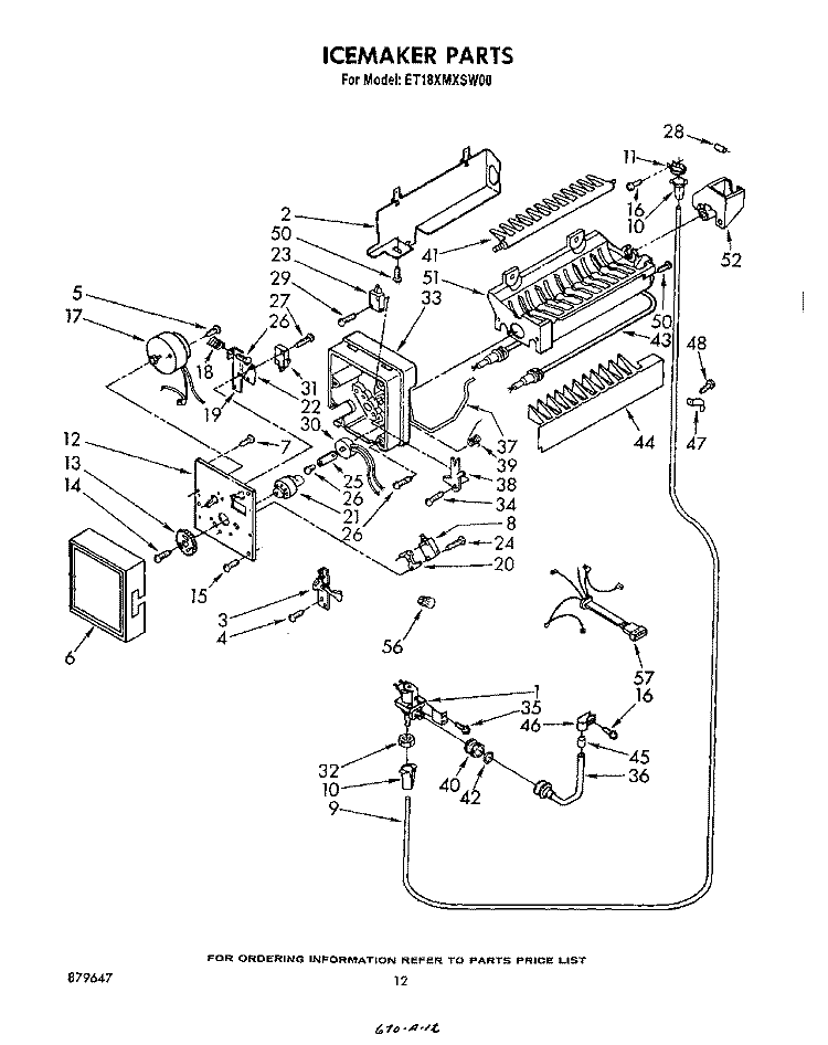ICE MAKER , NOT ILLUSTRATED Diagram and Parts List for ET18XMXSW00  Whirlpool Refrigerator