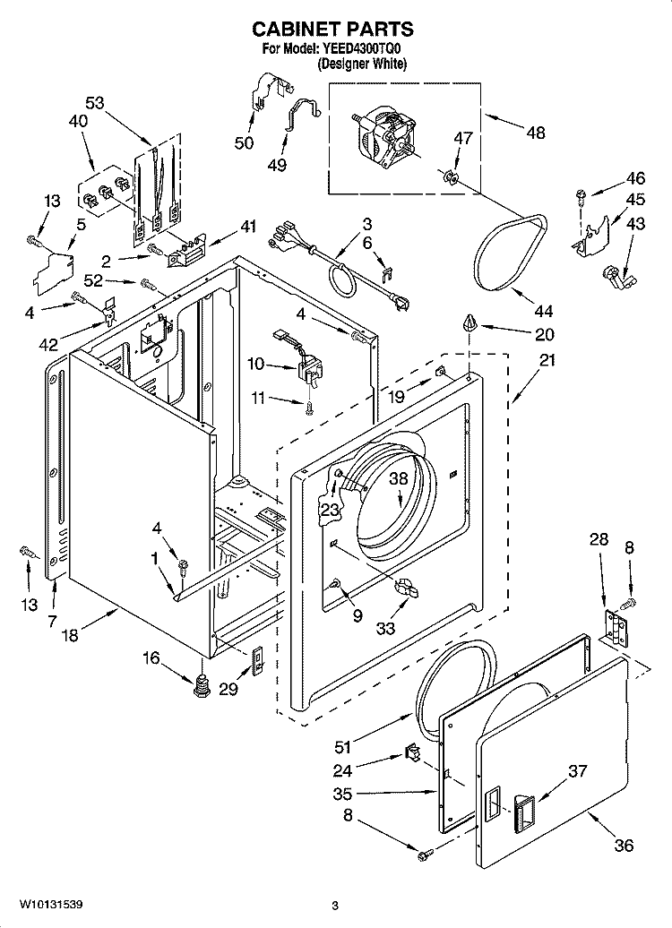 CABINET PARTS Diagram and Parts List for YEED4300TQ0  Estate Dryer