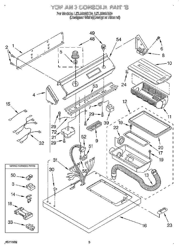 SECTION Diagram and Parts List for LEL8858DQ0  Whirlpool Dryer