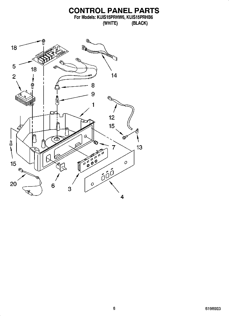 CONTROL PANEL PARTS Diagram and Parts List for KUIS15PRHW6  KitchenAid Ice Maker