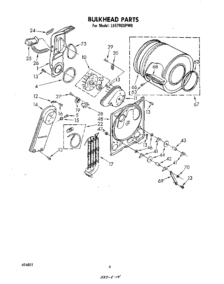 SECTION Diagram and Parts List for LE5790XPW0  Whirlpool Dryer