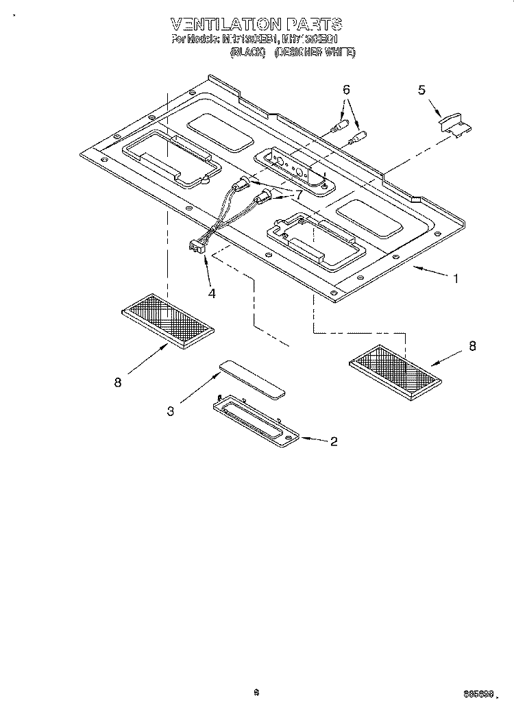 VENTILATION Diagram and Parts List for MH7135XEQ1  Whirlpool Microwave