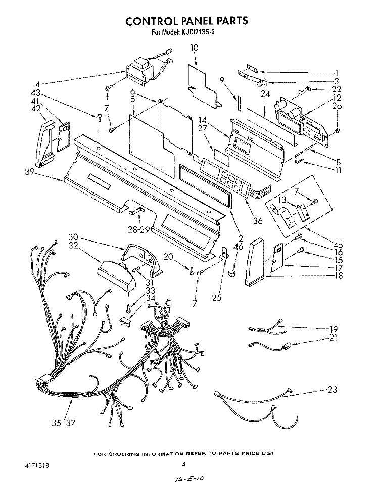 CONTROL PANEL, LIT/OPTIONAL Diagram and Parts List for KUDI21SS2  KitchenAid Dishwasher