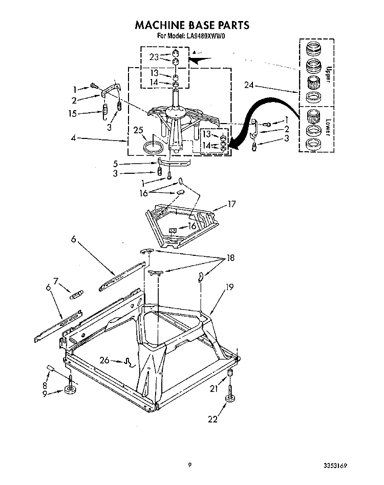 MACHINE BASE Diagram and Parts List for LA9480XWG0  Whirlpool Washer
