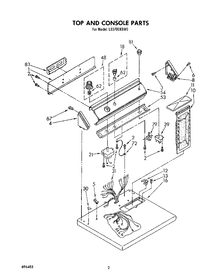 SECTION Diagram and Parts List for LE5700XSW0  Whirlpool Dryer