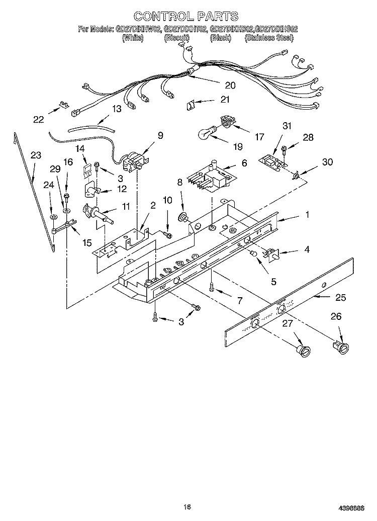CONTROL Diagram and Parts List for GD27DIXHB02  Whirlpool Refrigerator