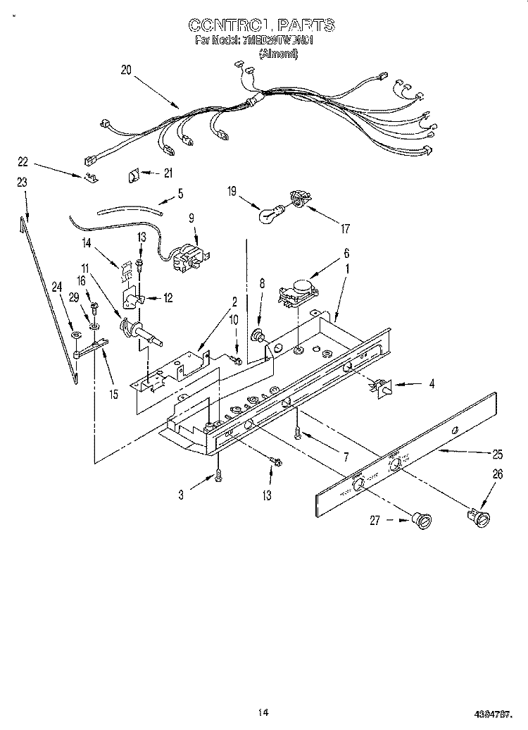 CONTROL Diagram and Parts List for 7MED20TWDN01  Whirlpool Refrigerator