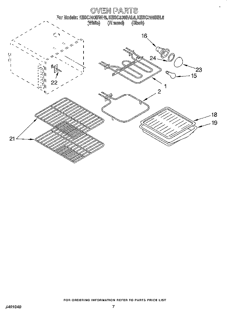 OVEN Diagram and Parts List for KESC300BAL5  KitchenAid Range