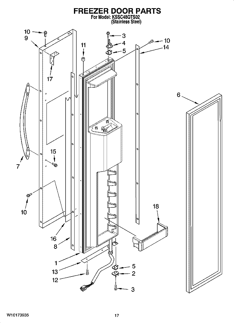 FREEZER DOOR PARTS Diagram and Parts List for KSSC48QTS02  KitchenAid Refrigerator