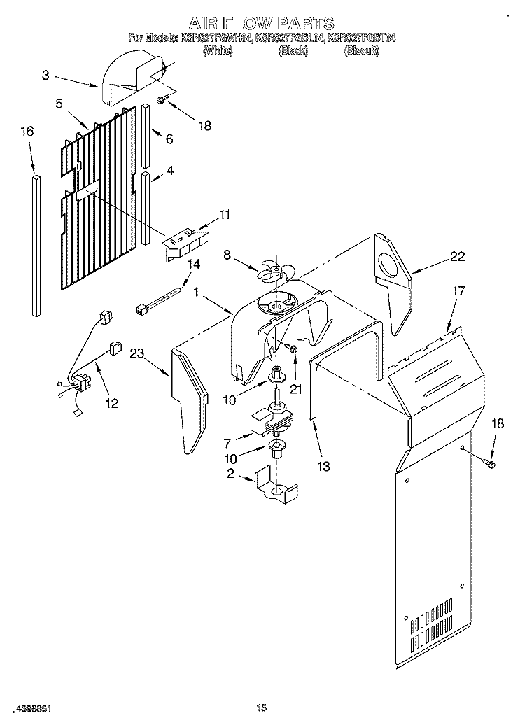 AIR FLOW Diagram and Parts List for KSRS27FGBL04  KitchenAid Refrigerator