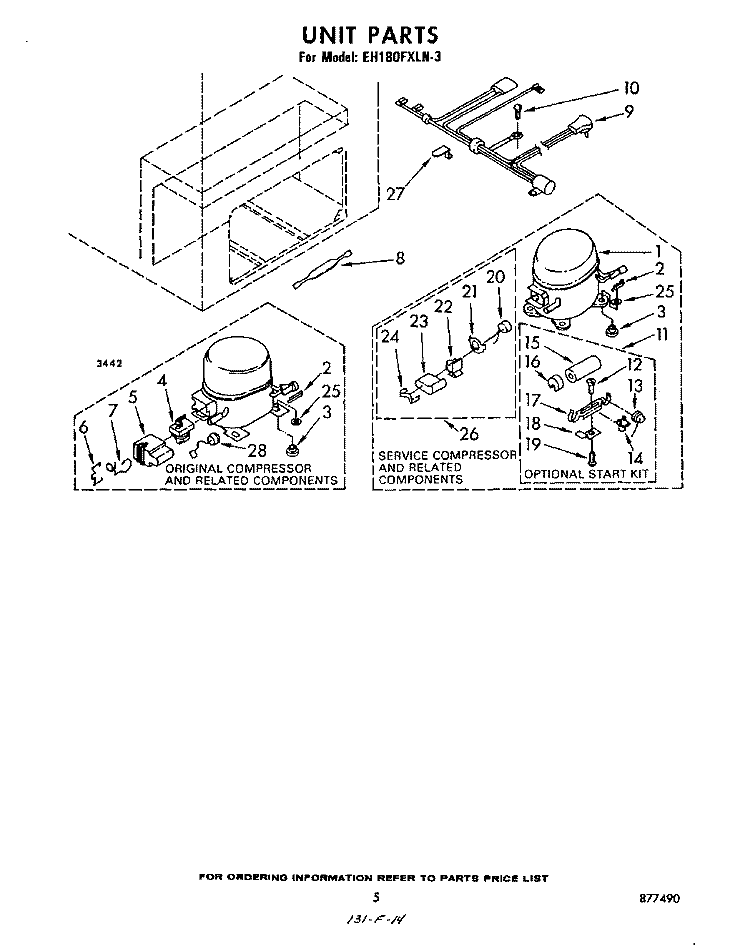 SECTION Diagram and Parts List for EH180FXLN3  Whirlpool Freezer