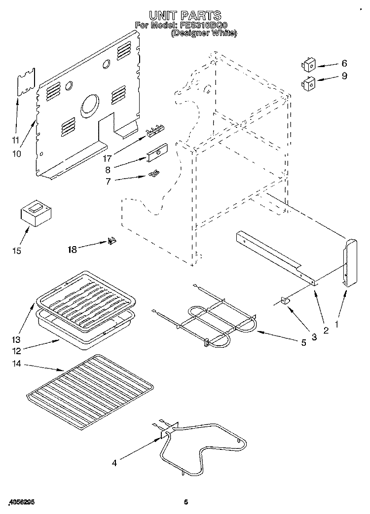 UNIT, LITERATURE Diagram and Parts List for FES310BQ0  Roper Range