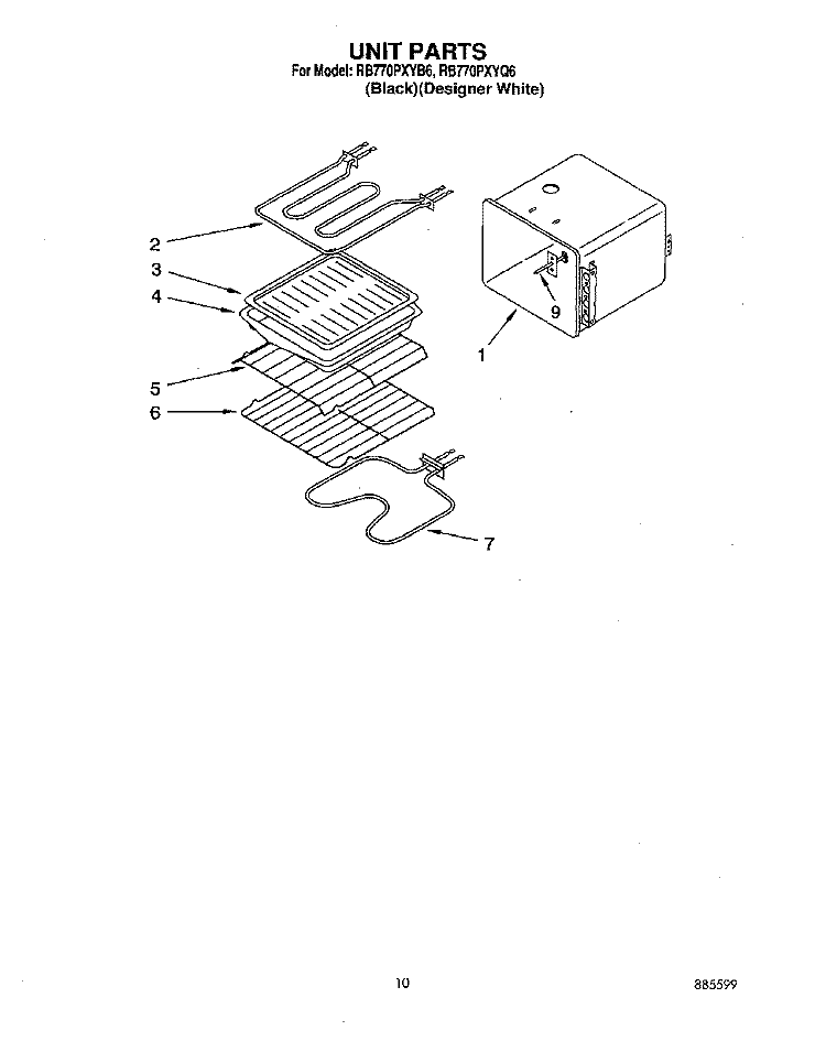 UNIT Diagram and Parts List for RB770PXYQ6  Whirlpool Wall Oven