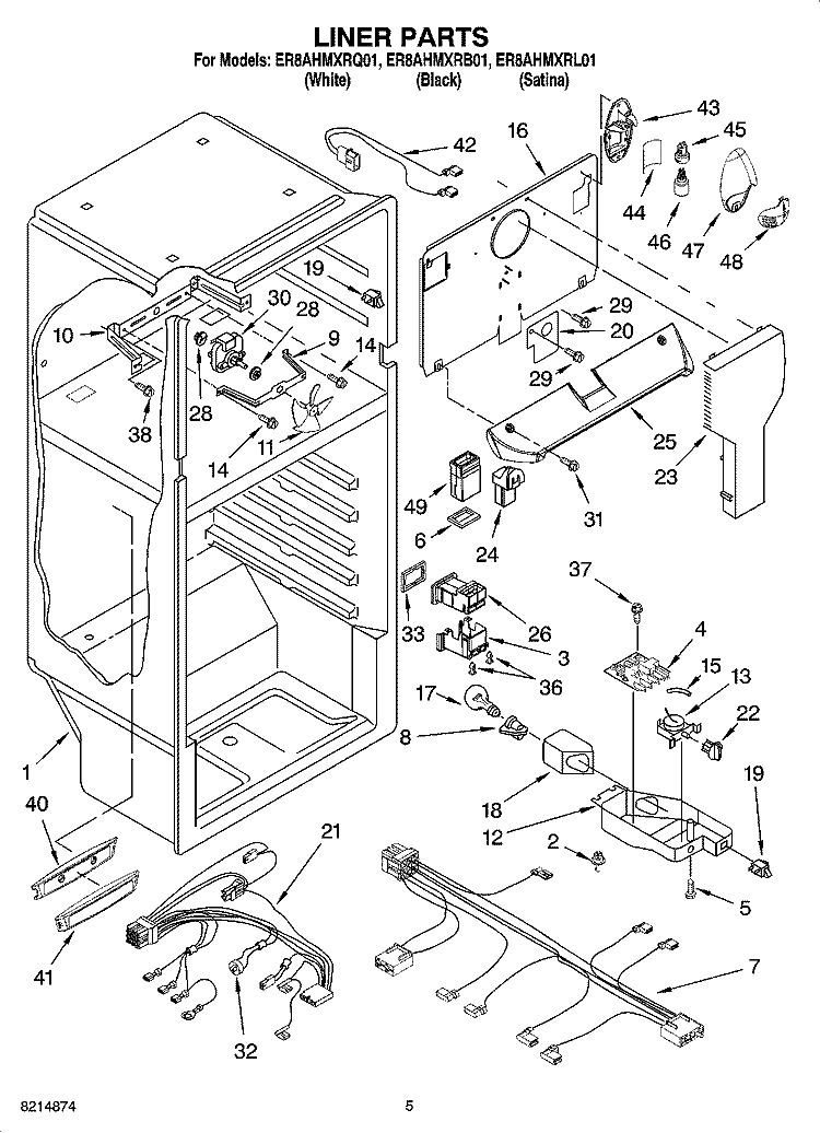 LINER PARTS Diagram and Parts List for ER8AHMXRB01  Whirlpool Refrigerator