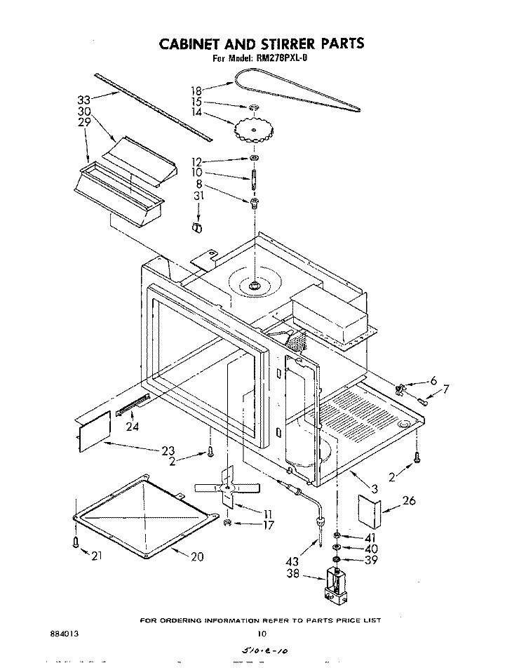CABINET AND STIRRER Diagram and Parts List for RM278PXL0  Whirlpool Microwave Oven Combo