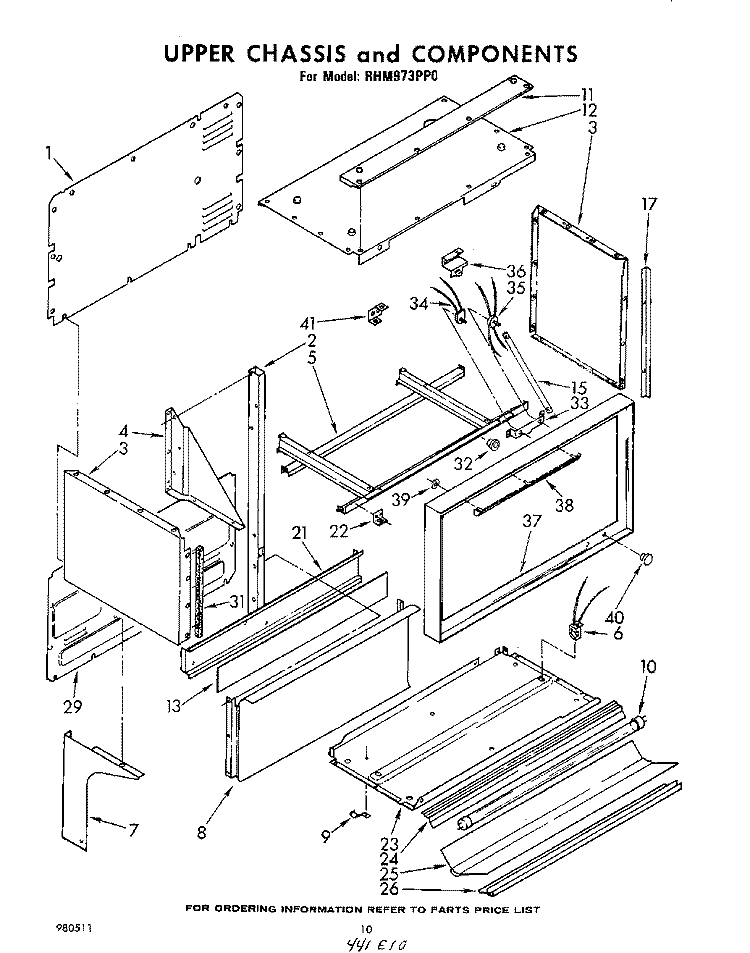 UPPER CHASSIS AND COMPONENTS Diagram and Parts List for RHM973PP0  Whirlpool Range