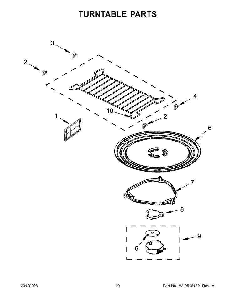 TURNTABLE PARTS Diagram and Parts List for YKHMS2040BS0  KitchenAid Microwave