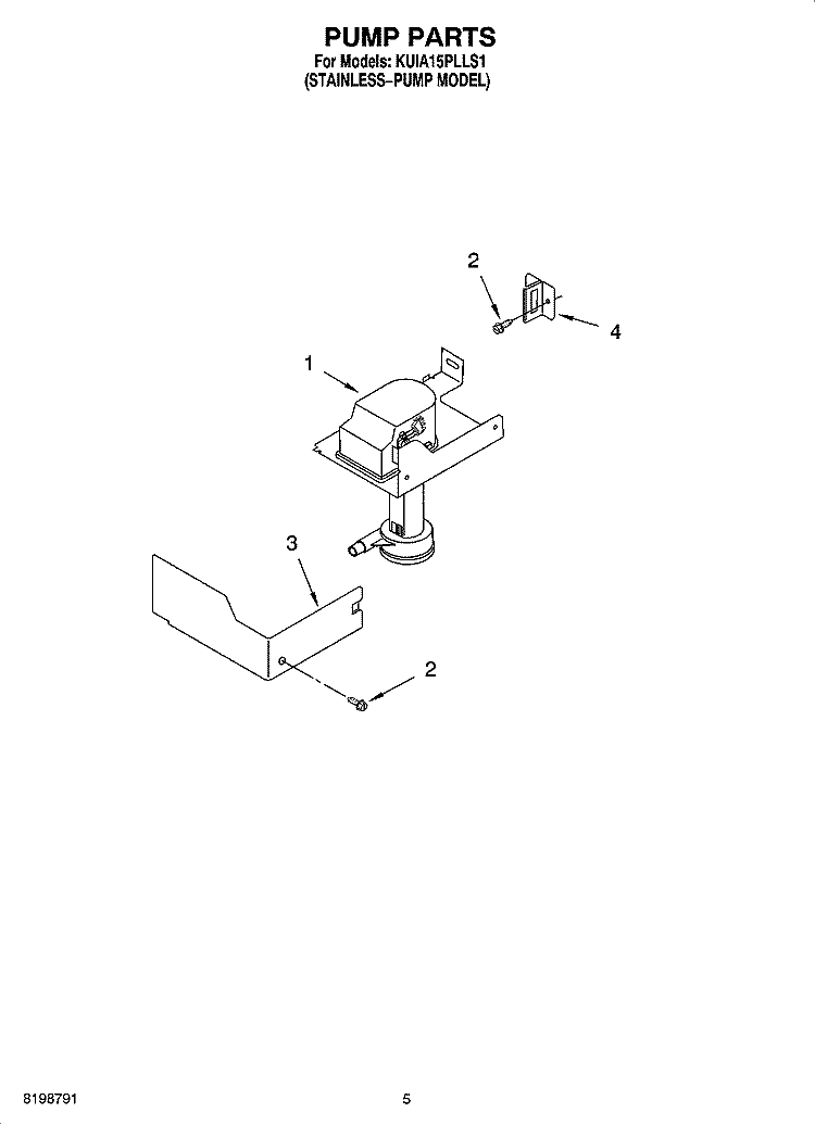 PUMP PARTS Diagram and Parts List for KUIA15PLLS1  KitchenAid Ice Maker
