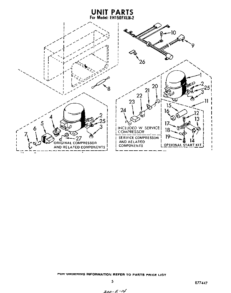 UNIT Diagram and Parts List for EH150FXLN2  Whirlpool Freezer