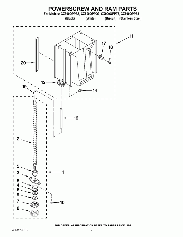 POWERSCREW AND RAM PARTS Diagram and Parts List for GX900QPPT3  Whirlpool Trash Compactor