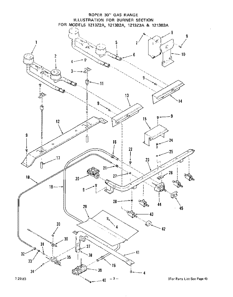 BODY Diagram and Parts List for 1213Z2A  Roper Range