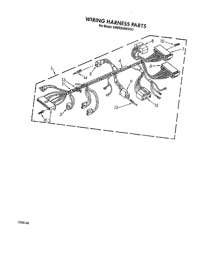 WIRING HARNESS Diagram and Parts List for KAWE860WAL3  KitchenAid Washer