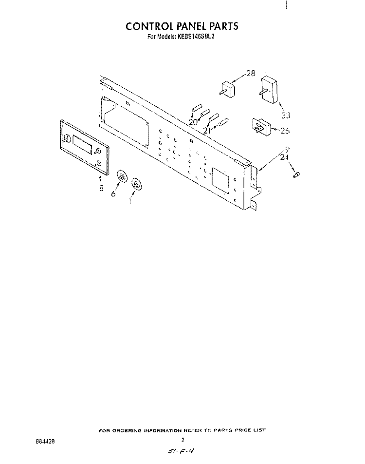 CONTROL PANEL , LIT/OPTIONAL Diagram and Parts List for KEBS146SBL2  KitchenAid Wall Oven
