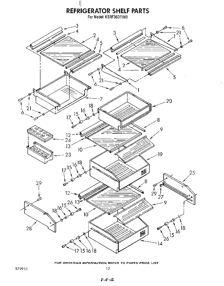 REFRIGERATOR SHELF Diagram and Parts List for KSRF36DTX00  KitchenAid Refrigerator
