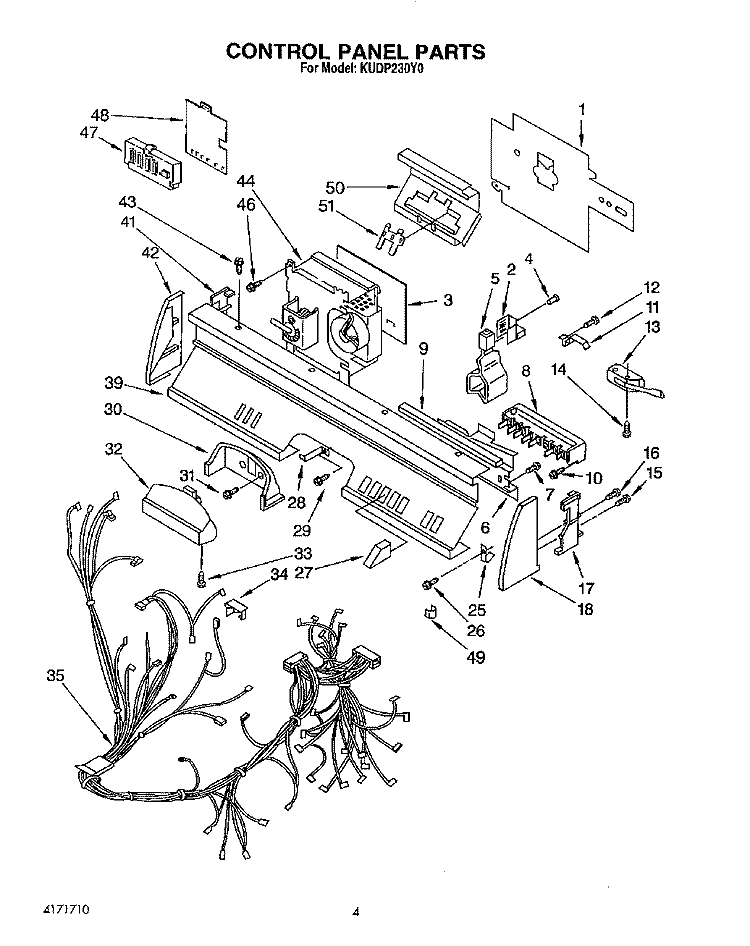 CONTROL PANEL, LIT/OPTIONAL Diagram and Parts List for KUDP230Y0  KitchenAid Dishwasher