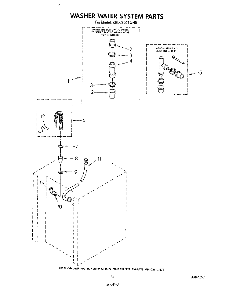WASHER WATER SYSTEM Diagram and Parts List for KELC500TPL0  KitchenAid Washer Dryer Combo