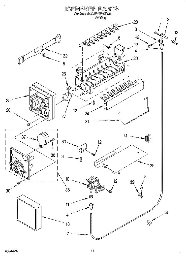 ICE MAKER Diagram and Parts List for 3XKVN490000  Whirlpool Refrigerator