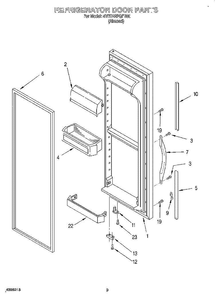 REFRIGERATOR DOOR Diagram and Parts List for 4YED22PQFN00  Whirlpool Refrigerator