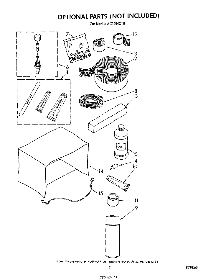 LIT/OPTIONAL Diagram and Parts List for AC1204XT0  Whirlpool Air Conditioner