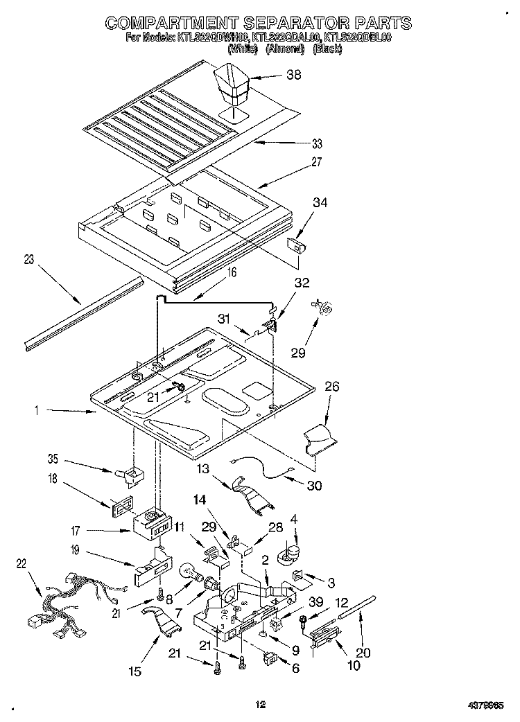 COMPARTMENT SEPARATOR Diagram and Parts List for KTLS22QDAL00  KitchenAid Refrigerator
