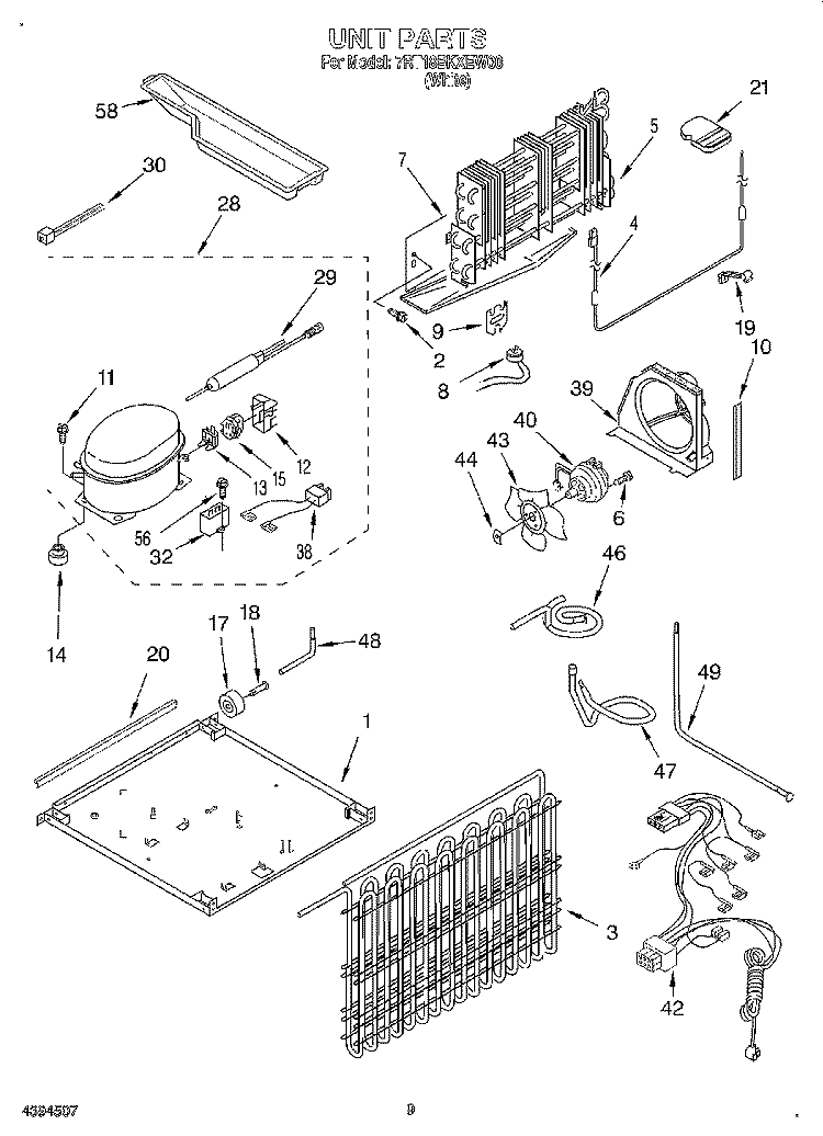 UNIT, LIT/OPTIONAL Diagram and Parts List for 7RT18BKXEW00  Roper Refrigerator