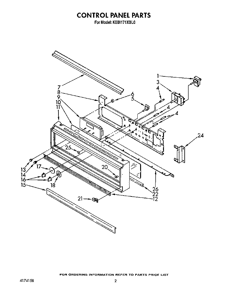 CONTROL PANEL, LIT/OPTIONAL Diagram and Parts List for KEBI171XWH0  KitchenAid Wall Oven
