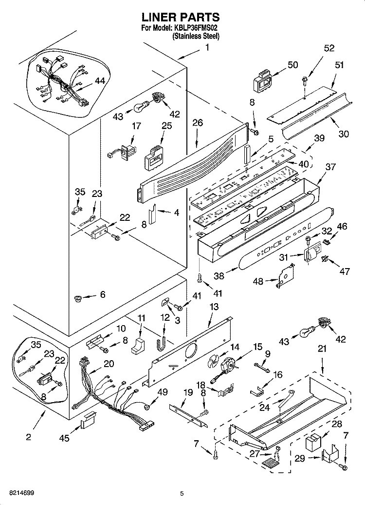 LINER PARTS Diagram and Parts List for KBLP36FMS02  KitchenAid Refrigerator