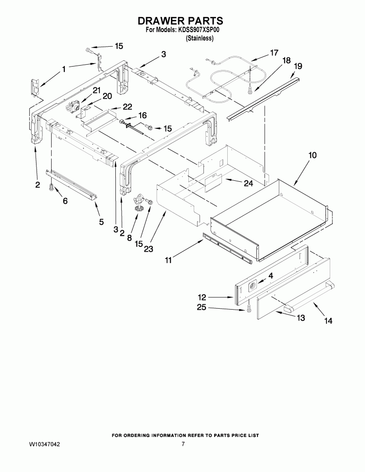 DRAWER PARTS Diagram and Parts List for KDSS907XSP00  KitchenAid Range