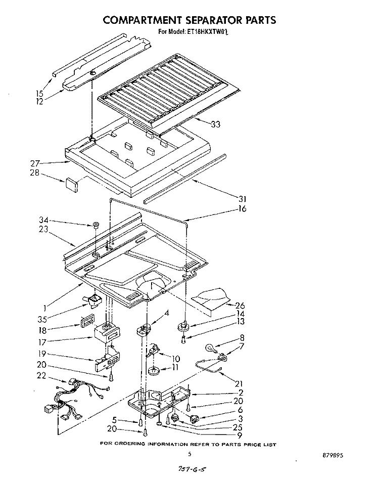 COMPARTMENT AND SEPARATOR Diagram and Parts List for ET18HKXTF00  Whirlpool Refrigerator