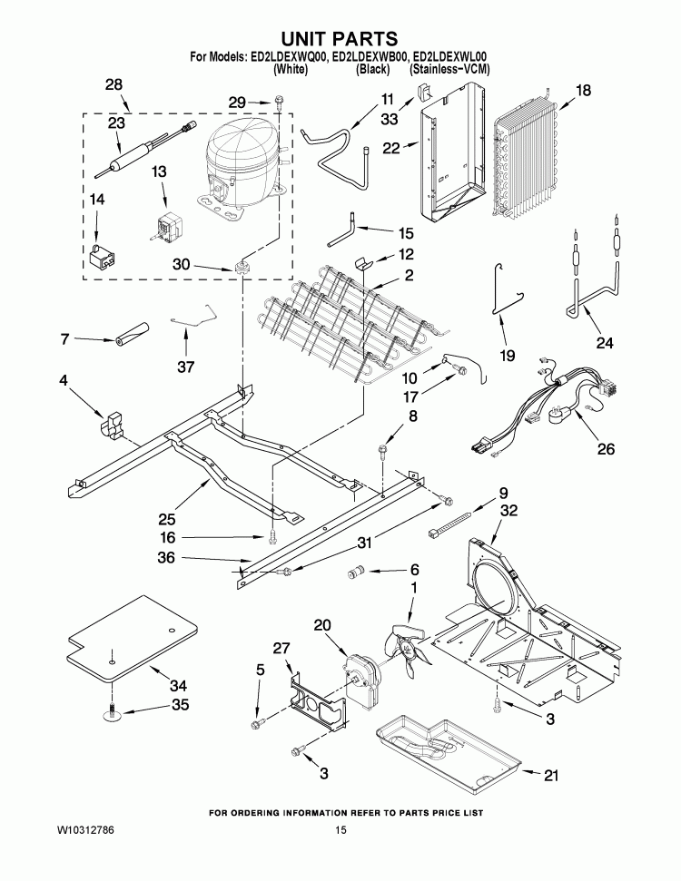 UNIT PARTS Diagram and Parts List for ED2LDEXWL00  Whirlpool Refrigerator