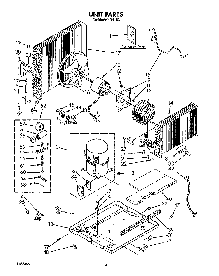 UNIT, LIT/OPTIONAL Diagram and Parts List for RH183  Whirlpool Air Conditioner