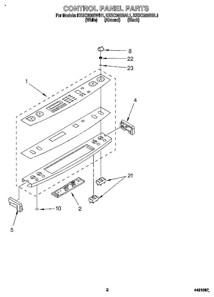 CONTROL PANEL Diagram and Parts List for KESC300BBL1  KitchenAid Range