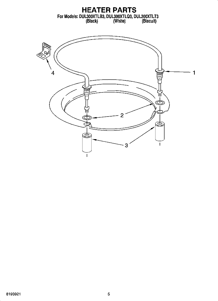HEATER PARTS Diagram and Parts List for DUL300XTLT3  Whirlpool Dishwasher