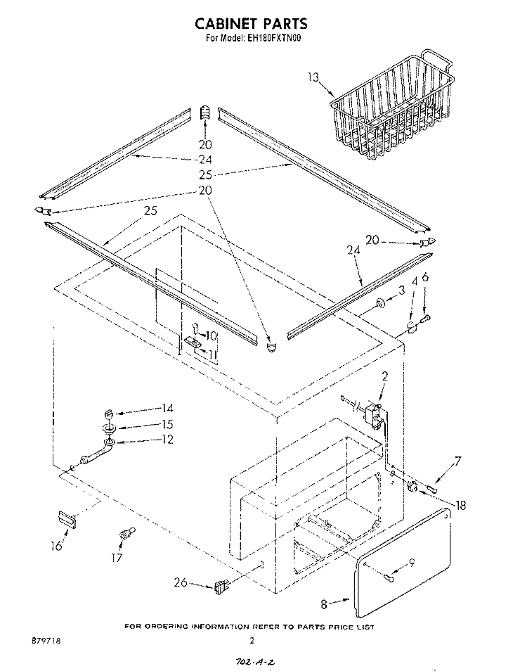 SECTION Diagram and Parts List for EH180FXTN00  Whirlpool Freezer